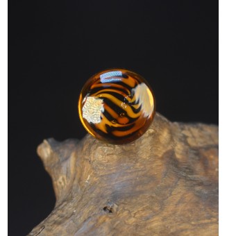 Bague Léopard en verre filé – Acier inoxydable argenté – Réglable