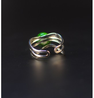 Bague vert rosetta triple anneau en verre filé – Acier inoxydable argenté