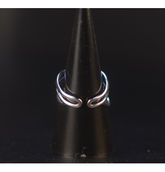 Bague bleu intense triple anneau en verre filé – Acier inoxydable argenté