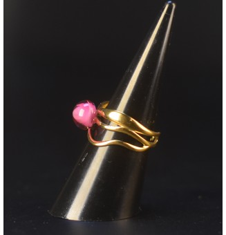 Bague rose triple anneau en verre filé – Acier inoxydable doré