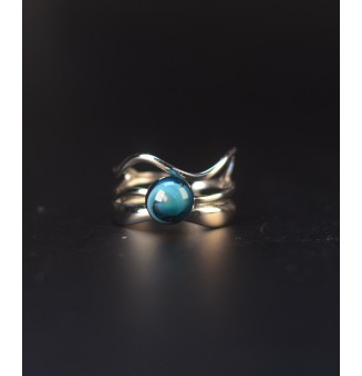 Bague bleu pétrole triple...