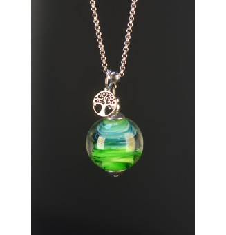 Collier long bleu et vert...