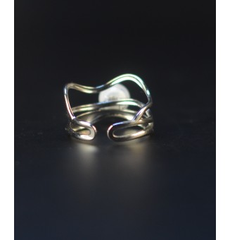 Bague blanche triple anneau en verre filé – Acier inoxydable argenté
