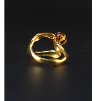 Bague Léopard originale en verre filé – Acier inoxydable doré