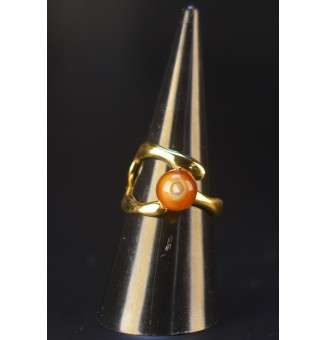 Bague dégradé ambré originale en verre filé – Acier inoxydable doré