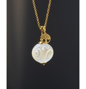 Collier long blanc mat à...