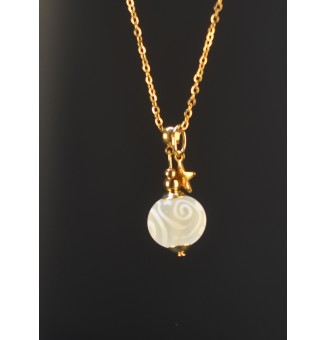 Collier court blanc mat à...