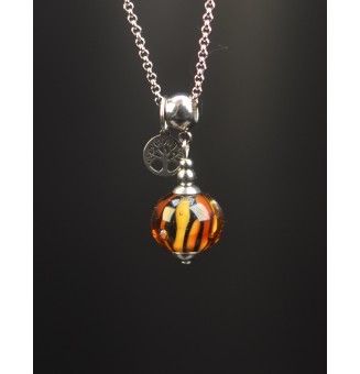 Collier court perle léopard – Acier inoxydable & verre filé – Arbre de vie