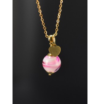 Collier court ROSE en verre...