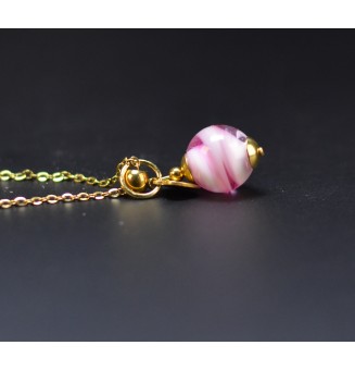 Collier court ROSE en verre filé – Acier inoxydable Doré