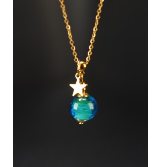Collier court bluu vert en...