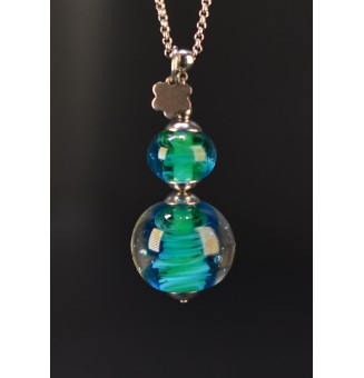 Collier long bleu vert en...
