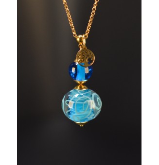 Collier long turquoise à...