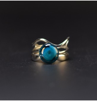 Bague bleu pétrole triple...