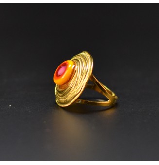 Bague en Verre Filé au Chalumeau "MULTICOLORE"  - acier INOXYDABLE doré