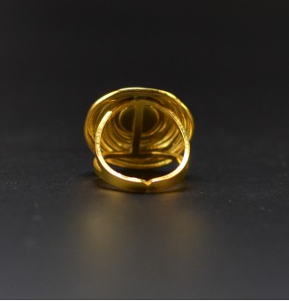 Bague en Verre Filé au Chalumeau "MULTICOLORE"  - acier INOXYDABLE doré