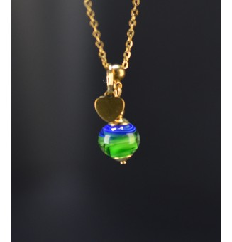 Collier court bleu et vert...