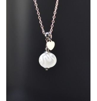 Collier court blanc mat à...