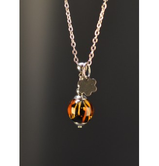 Collier court perle léopard...
