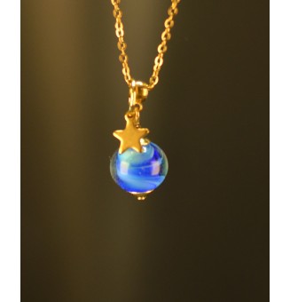 Collier court 2 bleus en...