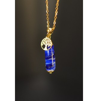 Collier court bleu intense...