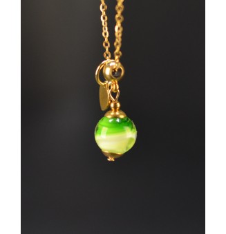 Collier court vert rosetta en verre filé – Acier inoxydable Doré