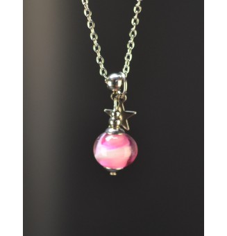 Collier court rose en verre...
