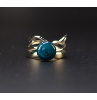 Bague bleu pétrole triple...