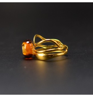Bague dégradé ambré triple anneau en verre filé – Acier inoxydable dorée