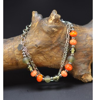 Bracelet multirangs gris et...