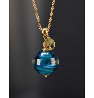 Collier long bleu pétrole...
