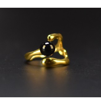 Bague noire en verre filé –...