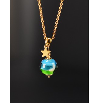 Collier court bleu vert en...
