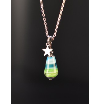 Collier court bleu vert...