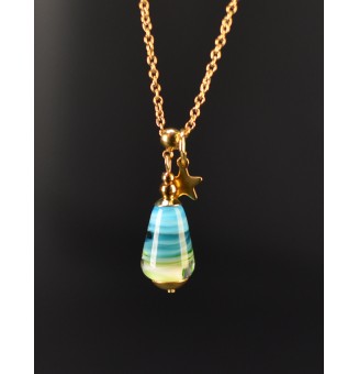 Collier court bleu vert...
