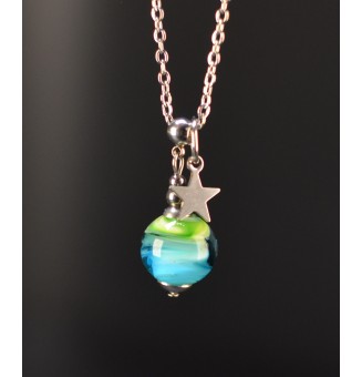 Collier court bleu vert...