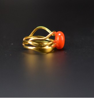 Bague orange triple anneau en verre filé – Acier inoxydable doré