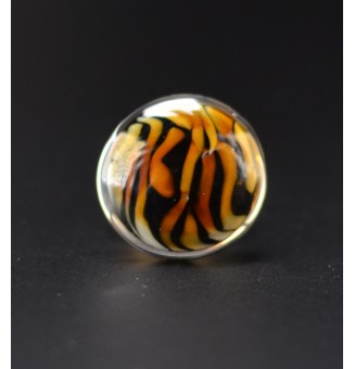 Bague Léopard en verre filé – Acier inoxydable argenté – Réglable