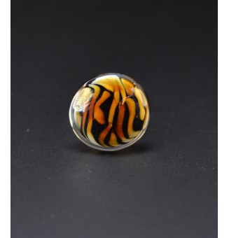 Bague Léopard en verre filé – Acier inoxydable argenté – Réglable