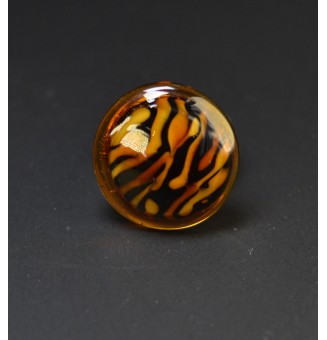 Bague Léopard en verre filé – Acier inoxydable argenté – Réglable