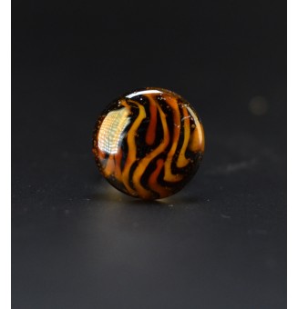 Bague Léopard en verre filé – Acier inoxydable argenté – Réglable