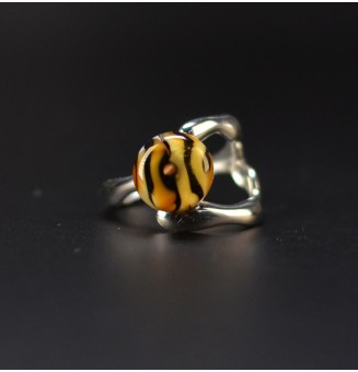 Bague léopard en verre filé – Acier inoxydable – Réglable
