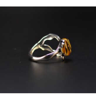 Bague léopard en verre filé – Acier inoxydable – Réglable