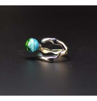 Bague bleu et vert en verre...