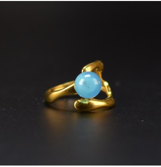 Bague bleu opale en verre...