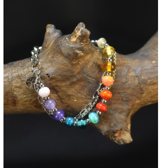 Bracelet multirangs multicolore en verre filé – Acier inoxydable argenté