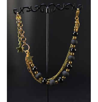 Bracelet multirangs noir en...