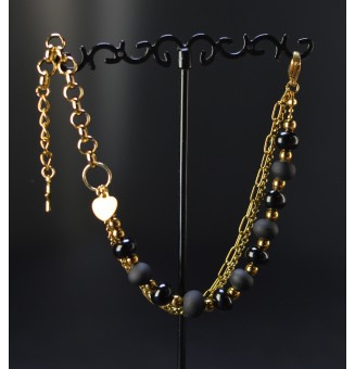Bracelet multirangs noir en...