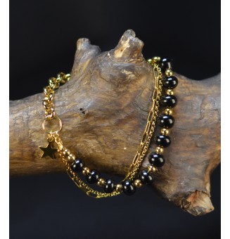 Bracelet multirangs noir...