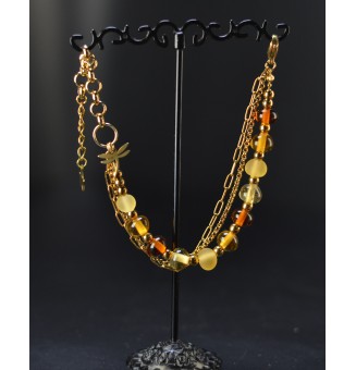 Bracelet multirangs  ambre...